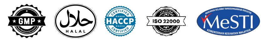 GMP、Halal、HACCP、ISO 22000、MeSTI 认证标志